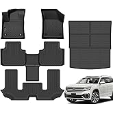 Wailtnb-Floor Mats & Cargo Mat Custom for Volkswagen Atlas 6 Seats Bucket Seating 2026-2018 All Weather Protection Waterproof TPE Rubber Car Floor Liners Full Set 2025