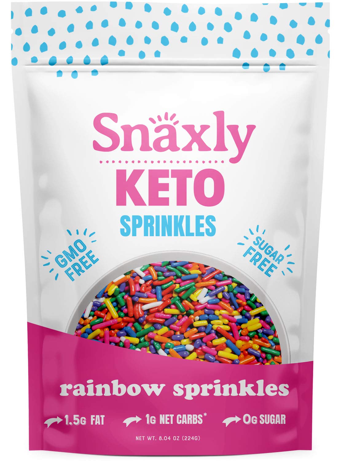Snaxly Sugar Free Keto Rainbow Sprinkles Only 1g Net Carbs and Zero Sugar Great For Baking
