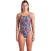 Arena Womens Arena Women’s Performance Vivid Repeat Swim Lace Plus Back One Piece Swimsuit
