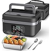 ODSD Cordless Electric Lunch Box for Adults, 16000mAh Rechargeable Self-Heating Lunch Box Food Warmers with Timer & Adjustable Heating, 34oz/1L Container with Insulated Bag for Office Car Outdoor