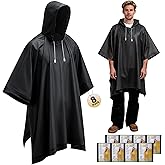 8 Pack Hooded Rain Ponchos for Adults Reusable Unisex Raincoat for Women Men Emergency Outdoor Heavy Duty Rain Coat