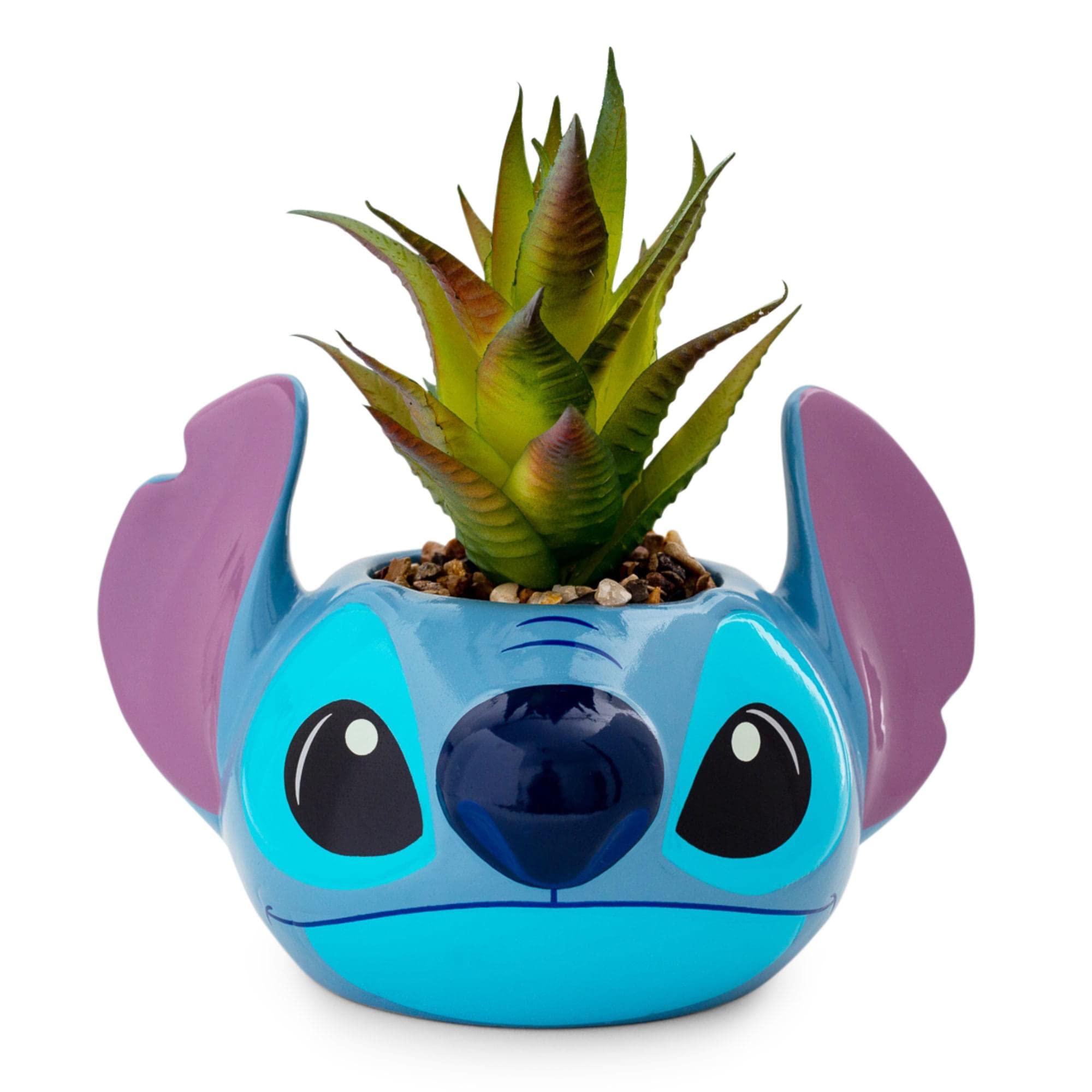 Silver Buffalo Lilo and Stitch Face Decorative Artificial Faux Greenery Plant in Ceramic — image 1