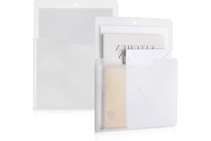 Feifeiya 2 Pack Magnetic File Holder Large Magnetic Pocket Wall Hanging Magazine Organizer Paper Mail Letters for Refrigerator Classroom Locker Whiteboard(Vertical,Clear Color,10 x 13 Inches)