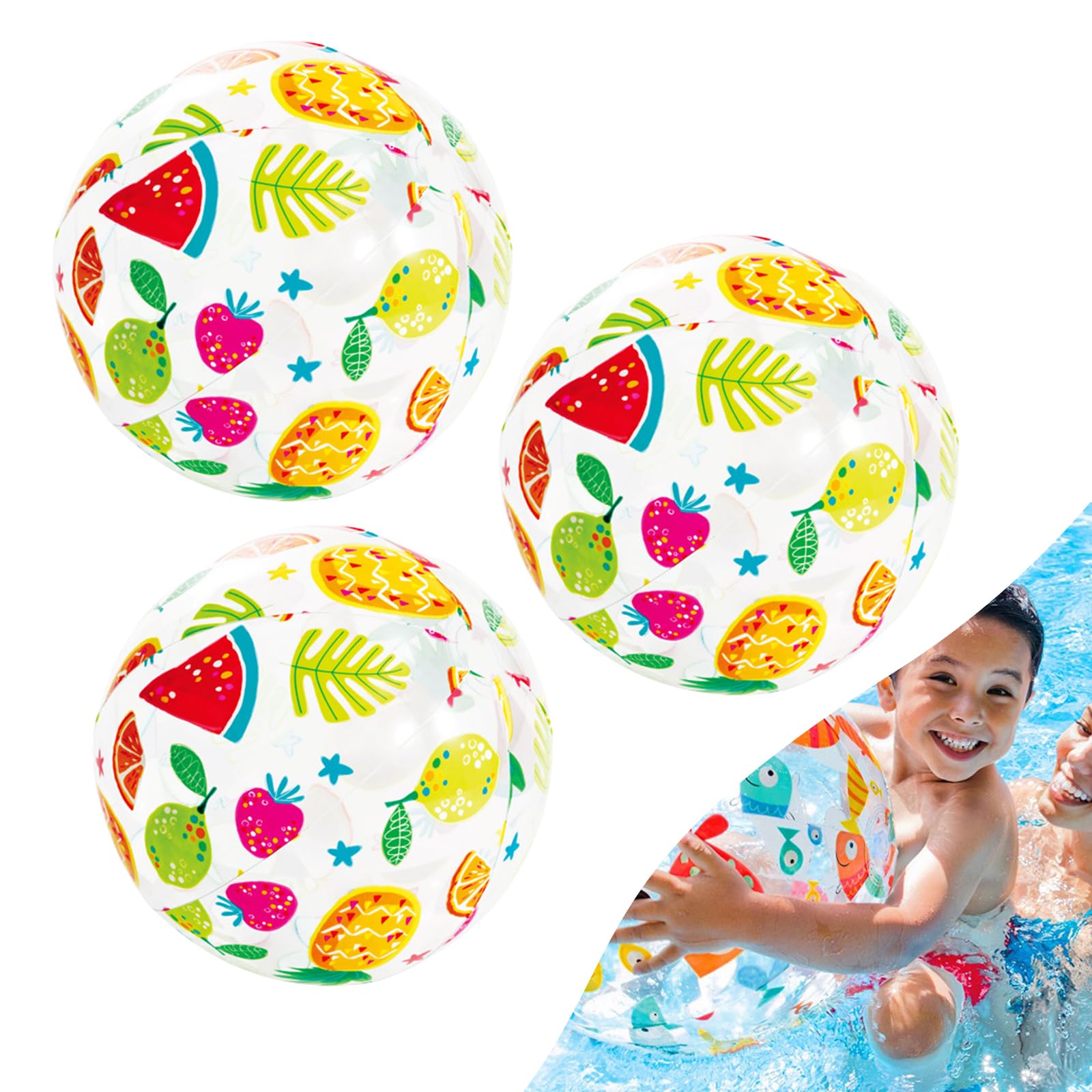 3pcs 20" Beach Balls,Inflatable Little Beach Ball for Kids Adult Swimming Pool Toys,Water Toy,Lightweight Pool Balls,Blow Up Ball Water Recreation Balls Beachball for Pool Party Games Summer Beach Toy