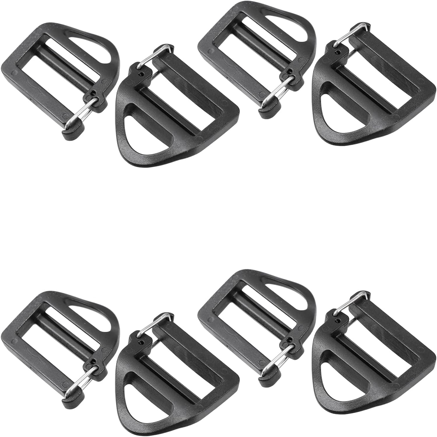 8 Pack Webbing Hook Clip 25mm 1'' Strap Belt Buckle with Open Lock End Clasp Connector Slide Buckles Ladder Slider Replacement for Backpack Bag Molle Sewn Loop Hiking