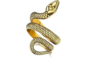Bestyle Snake/Dragon Rings for Men Women, Stainless Steel/Gold/Black Serpent Finger Wrap Ring, Cool Statement Biker Rings Ret