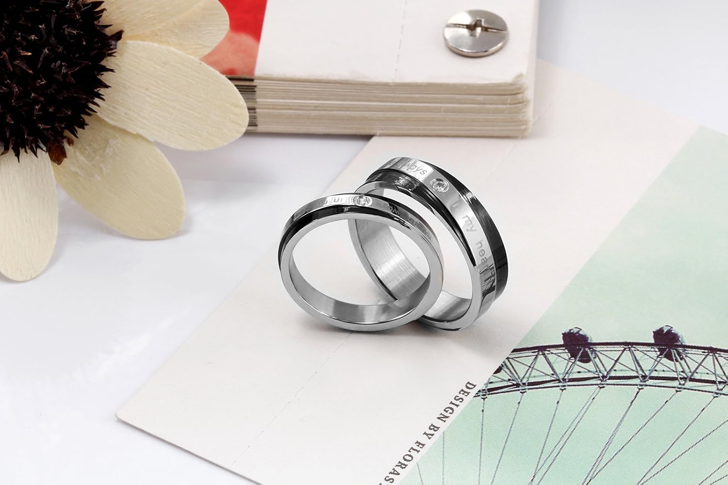 Tungsten Love JewelryWe Couples Stainless Steel You Are Always In My Heart Mens Ladies Engagemetn Promise Ring Wedding Band (Men's Ring, Size V) - Image 5