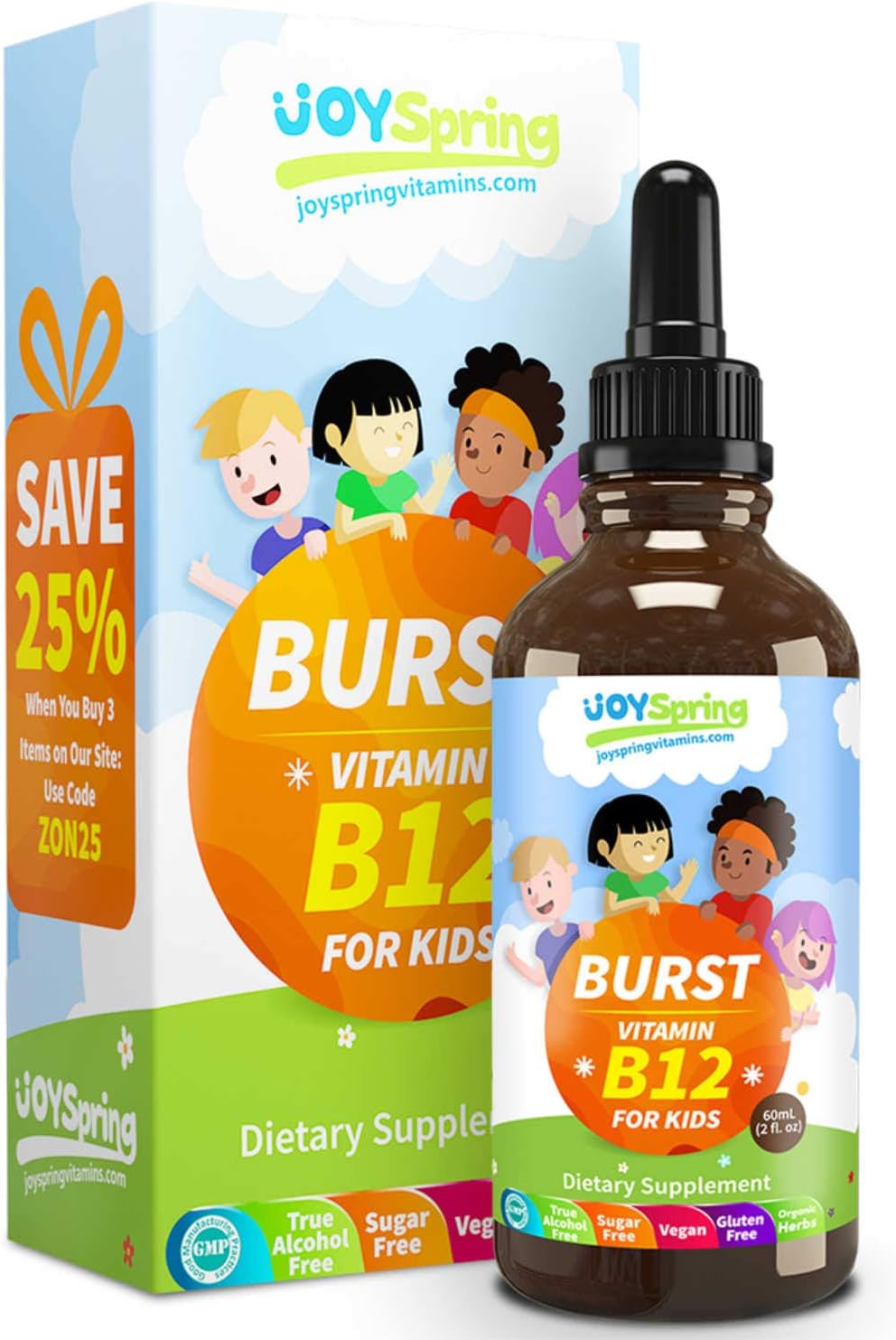 Burst B12 For Kids Tasty Vitamin B Complex For Energy Great Tasting Liquid Drops For Picky Eaters