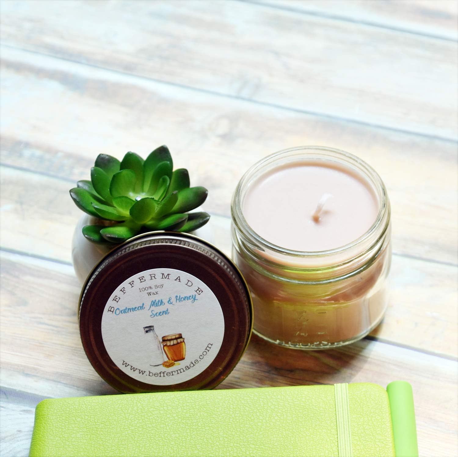 Oatmeal Milk and Honey Candle, Scented Soy Jar Candle, 4 oz