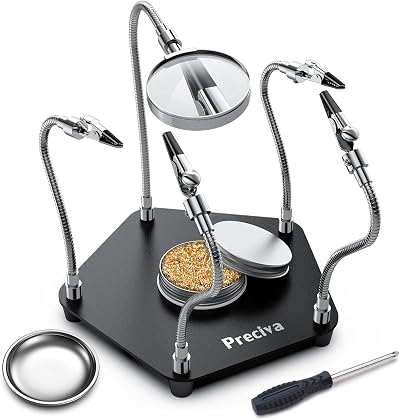 Preciva Third Hand Soldering Tool Magnetic Helping Hands with 4 Clamps and
