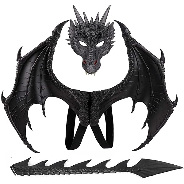 Amazon.com: Halloween Dragon Costume Wing Dinosaur Tail Mask