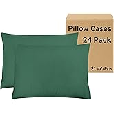 ZPECC Pillow Cases Bulk 24 Pack - Standard Pillowcases with Envelope Closure, Soft Brushed Microfiber Pillow Cover for Hotel Airb&bs Hospital Bedding Essential, Peacock Green