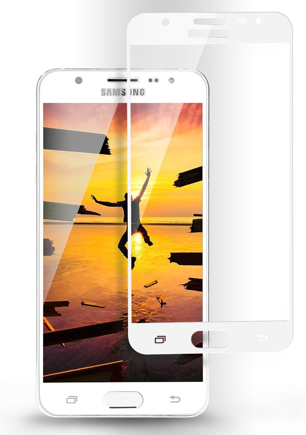 Galaxy J7 Prime Screen Protector, Full-Cover Tempered Glass 9H Hardness HD Clear Bubble Free for Sumsung Galaxy J7 Prime (2017) - White