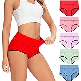 POKARLA Womens Cotton Underwear High Waist Full Coverage Briefs Soft Breathable Postpartum Panties Stretch Underpants