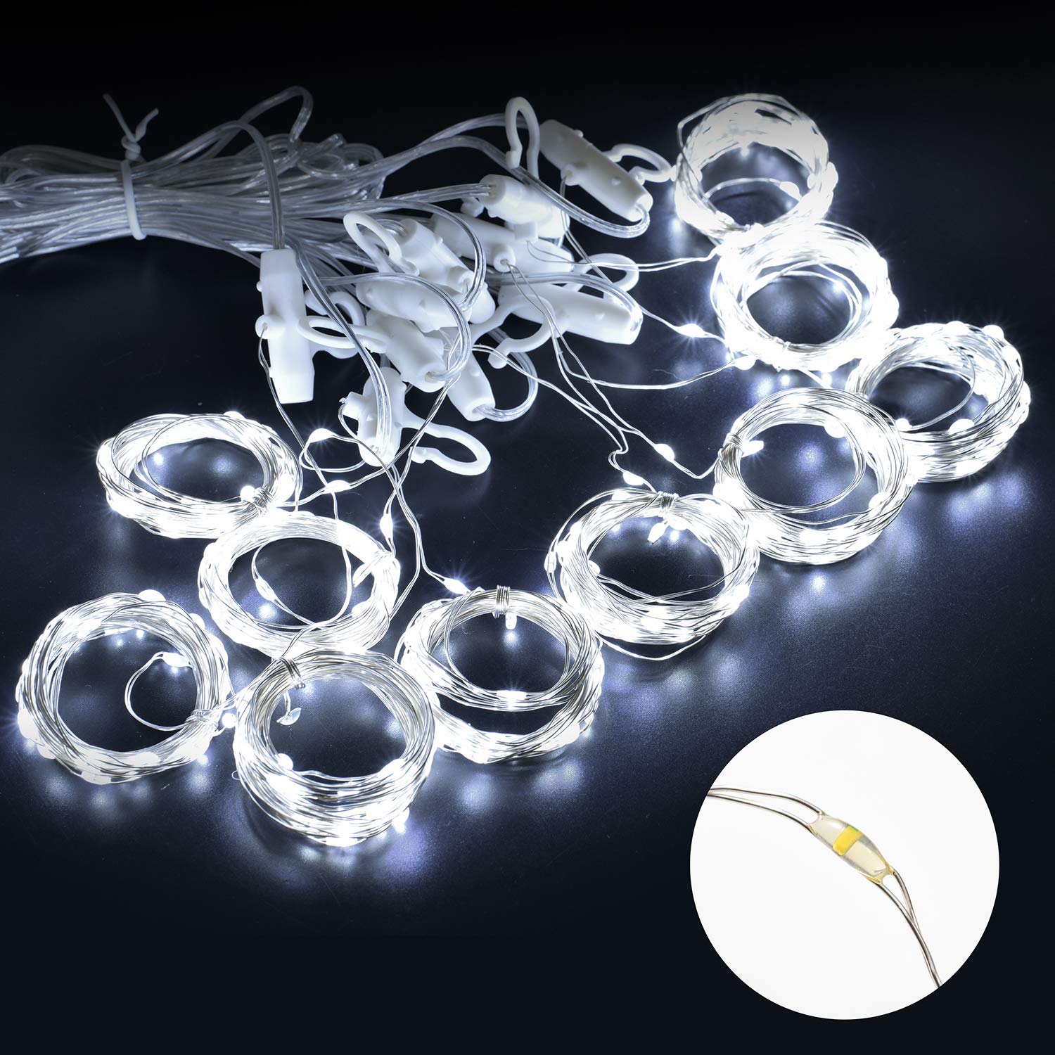 Ooklee Curtain Fairy Lights, 300 LED 3m x 3m 8 Modes USB Plug in Window
