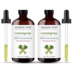 Majestic Pure Lemongrass Essential Oil with Glass