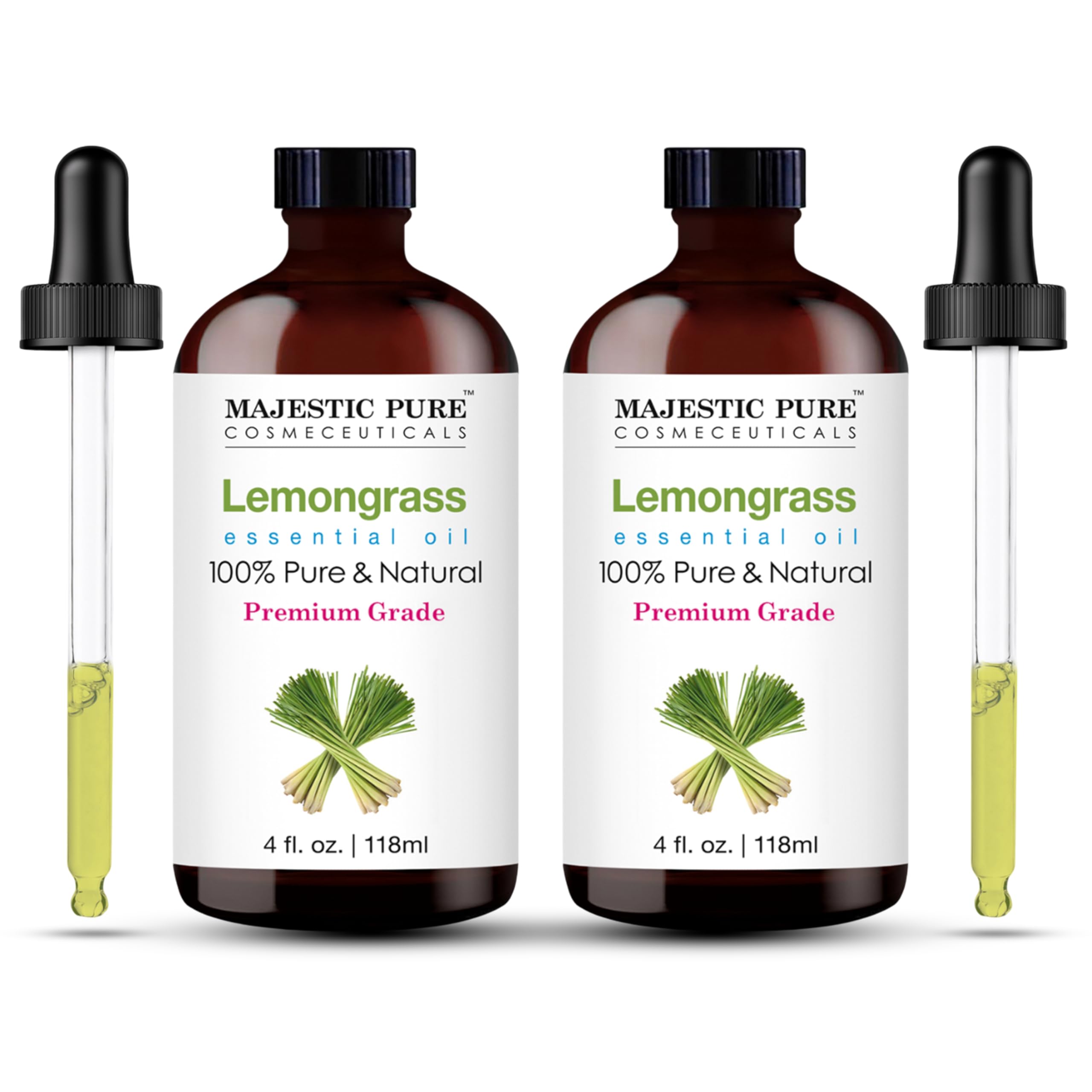 Majestic Pure Lemongrass Essential Oil with Glass