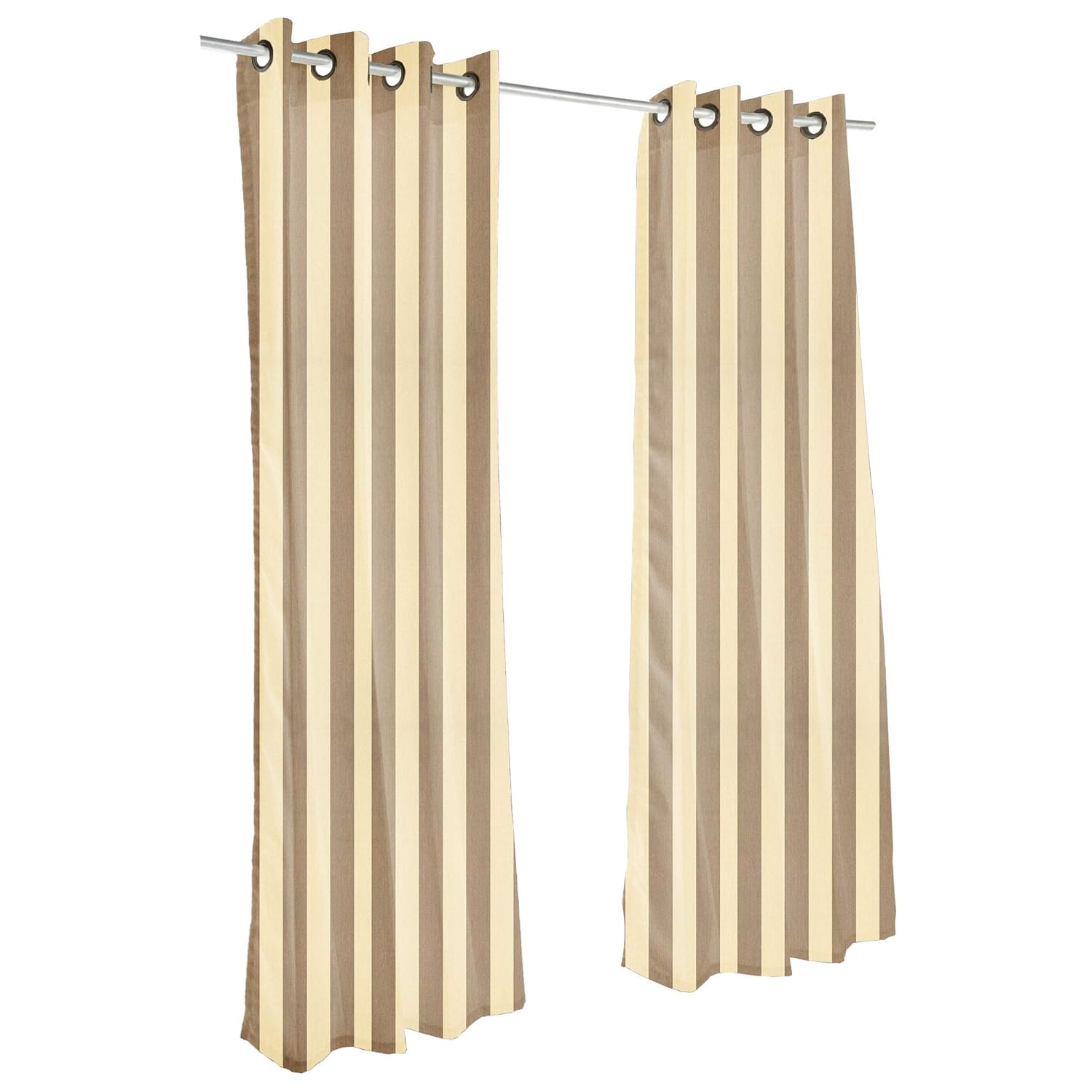Sunbrella Canvas Brass Outdoor Curtain with Dark Gunmetal Grommets 50 in. Wide x 84 in. Long