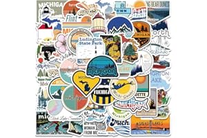 Michigan State Stickers |50Pcs Michigan Travel Waterproof Vinyl Decals for Water Bottles Laptop Luggage Cup Computer Mobile P