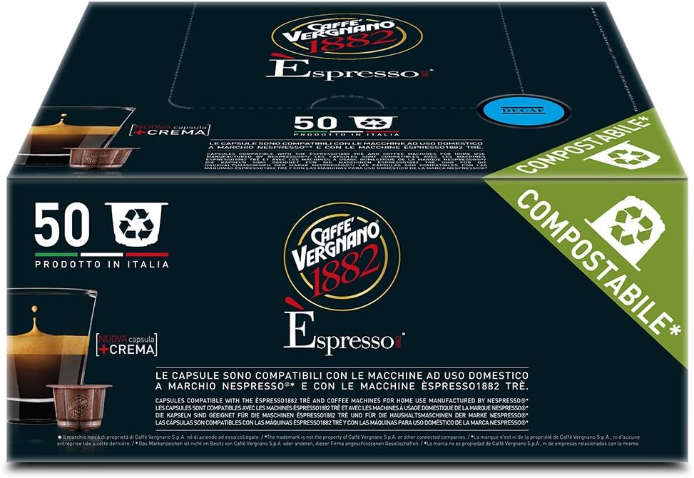 Caffè Vergnano Pack de 50 Capsules Compatibles Nespresso Espresso
