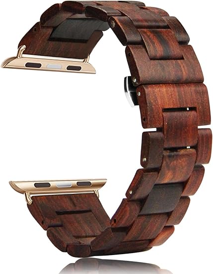 Amazon Co Jp ウォッチバンドアップルウォッチウッドバンド Iwatch用時計修理ツールキット付き手作り木製ブレスレット 13 Red 腕時計