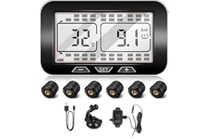 Antstone Tire Pressure Monitoring System Trailer TPMS with 6 Sensors Real-time Monitoring Pressure and Temperature with Solar Charger 0-218psi for RV Travel Trailer Coach Heavy Truck