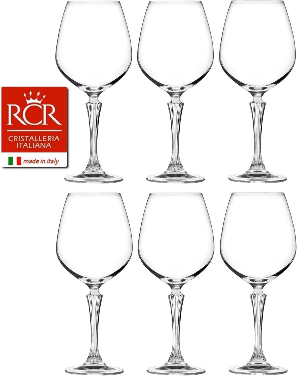RCR Cristalleria Italiana Aria Collection 6 Piece Crystal Wine Glass Set (Glamour Red Wine (20 oz))