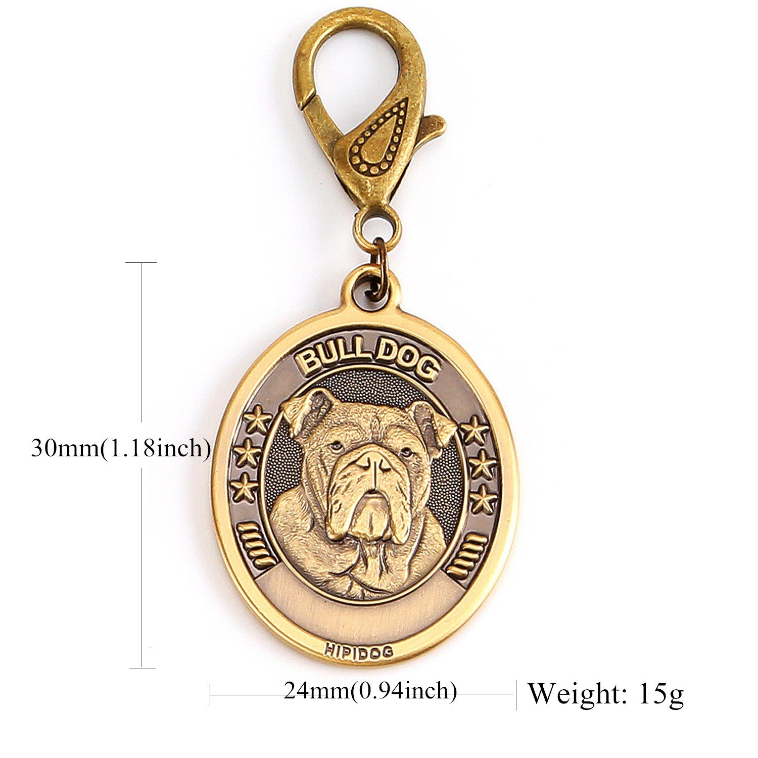Personalized Dog Tags for Dogs Engraved, Premium Brass Custom Pet ID Tags for Small Medium Large Dog Breeds (Bull Dog)