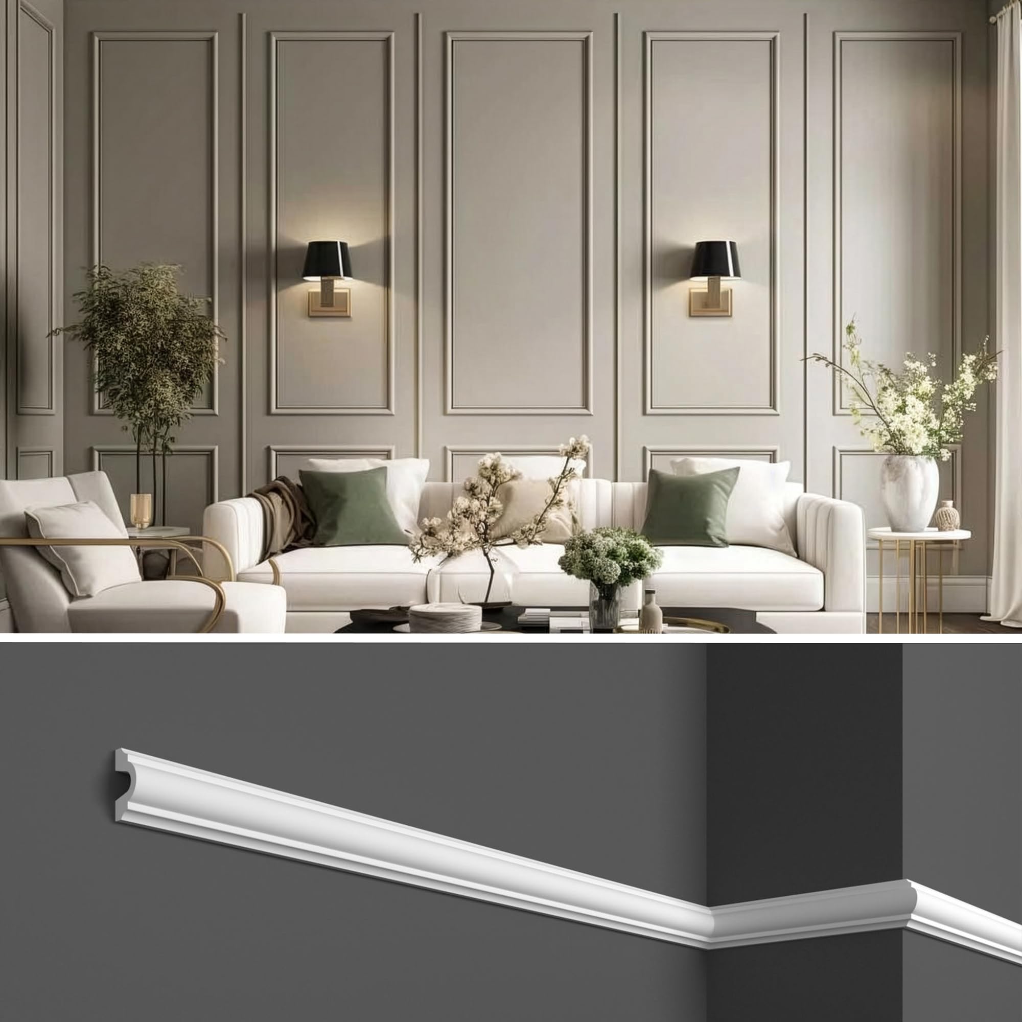 12 x 1 m White Hard Duropolymer Wall Frames(HCR 501) 12 Metres Decorative 3D Profile (Better Than Styrofoam and Gypsum)