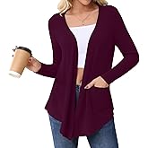 HIYIYEZI Cardigans for Women Casual Long Sleeve Open Front Cardigans with Pockets