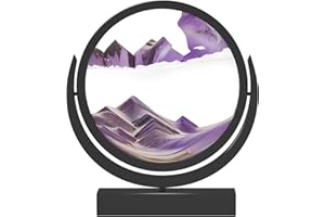 E-SHIDAI Moving Sand Art Picture in Motion Round Glass 3D Deep Sea Landscape, Dynamic Sand Art Sandscapes, Sensory (12in,Purple)