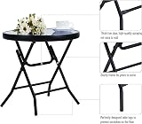 PHI VILLA Folding Side Table - Blue Small Round Patio Coffee Table view 6