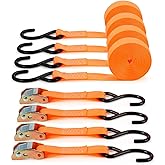 TOPZEA 4 Pack Tie-Down Cam Straps, 1"x 20' Polyester Cambuckle Tie Down Strap Pull Ratchet Strap, 1000lbs Capacity Cargo Lashing Securing Straps with Metal Cam Buckle & S Hooks for Truck, Mower, ATVs