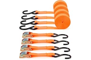 TOPZEA 4 Pack Tie-Down Cam Straps, 1"x 20' Polyester Cambuckle Tie Down Strap Pull Ratchet Strap, 1000lbs Capacity Cargo Lash