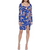 Guess Womens Longsleeve Printed Cut Out Sheather Dress