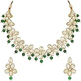 I Jewels Gold Plated Indian Wedding Bollywood Handcrafted Stone Studded Choker Necklace Jewellery Set With Earrings ForWomen (IJ374G)