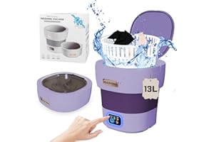 YLTIMER Mini Washing Machine, 13L Portable Washer, Foldable Washing Machine with Spin, Small Portable Washer and Dryer Combo for Apartments, Camping, Travel(Purple)