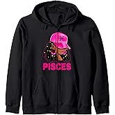 Pisces Queen Loc'd Hair Black Woman Cap Zodiac Sign Zip Hoodie