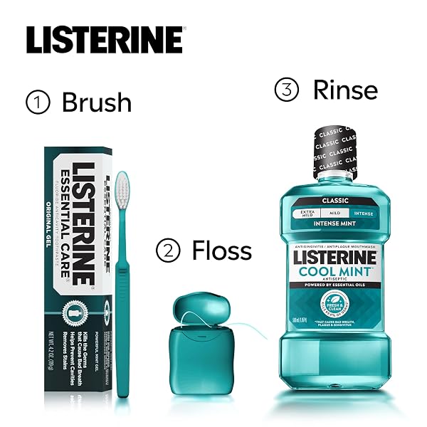 LISTERINE ESSENTIAL CARE TOOTHPASTE, BAD BREATH TREATMENT, CAVITY PREVENTION, FLUORIDE TOOTHPASTE; POWERFUL MINT FLAVOR, 4.2 OZ, 6 PACK
