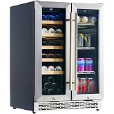 Albott 24 Inch Dual Zone Beverage Refrigerator, Glass Door Wine Cooler | Freestanding/Under Counter Wine and Beer Fridge, Holds 20 Bottles &amp; 78 Cans, Ideal for Kitchen, Bar, Office, 34-64℉ &amp; 41-68℉