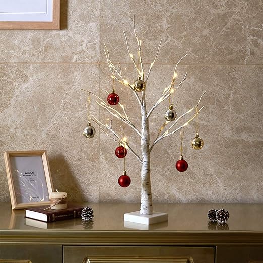 Amazon Com Eambrite White Birch Tree 2ft 24lt Christmas Tree