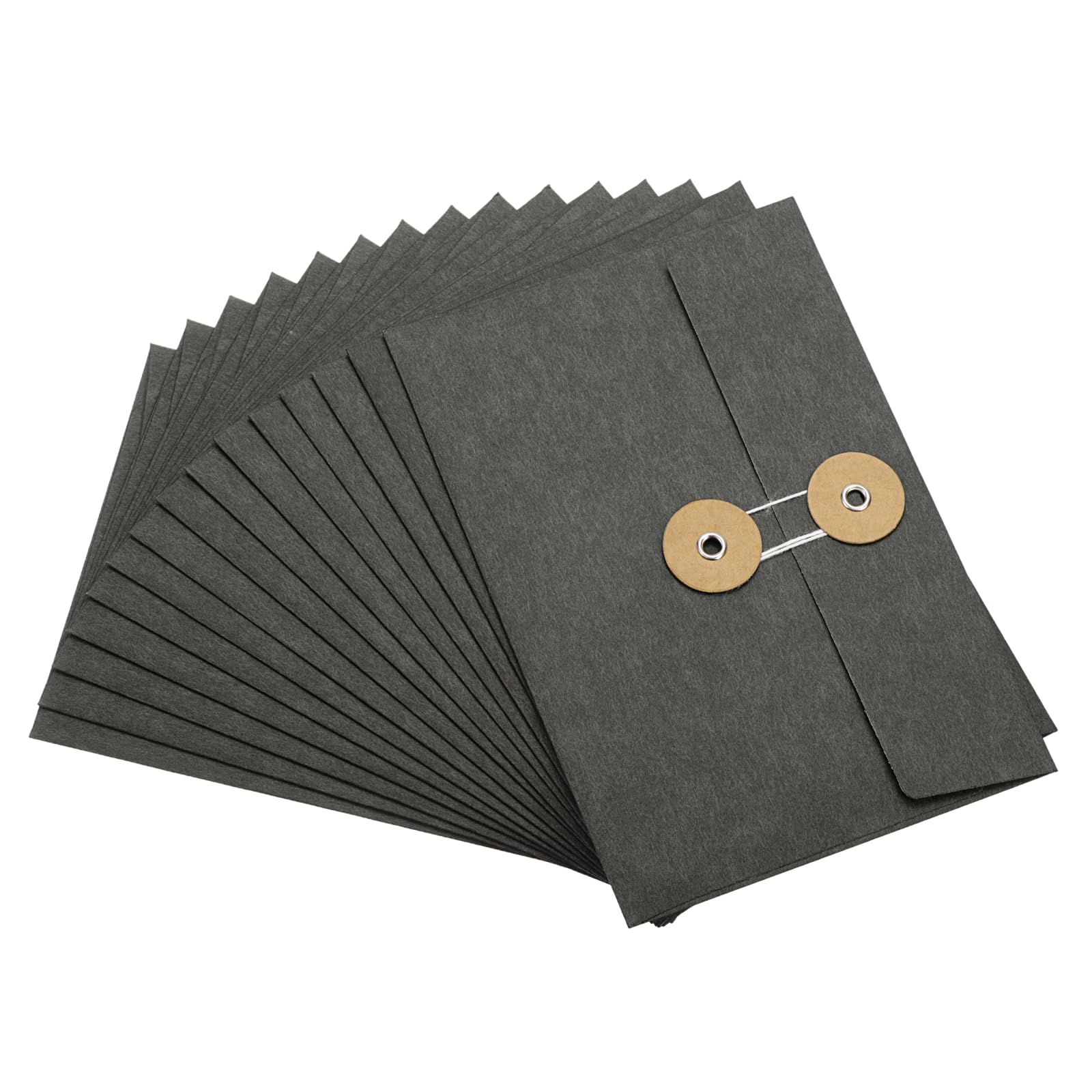 PATIKIL 4.5x6.7 Gift Card Envelopes with String Tie Closure, 15 Pcs Christmas Card Holders Greeting Business Card Envelope for Thanksgiving Day Halloween Birthdays Weddings, Dark Grey