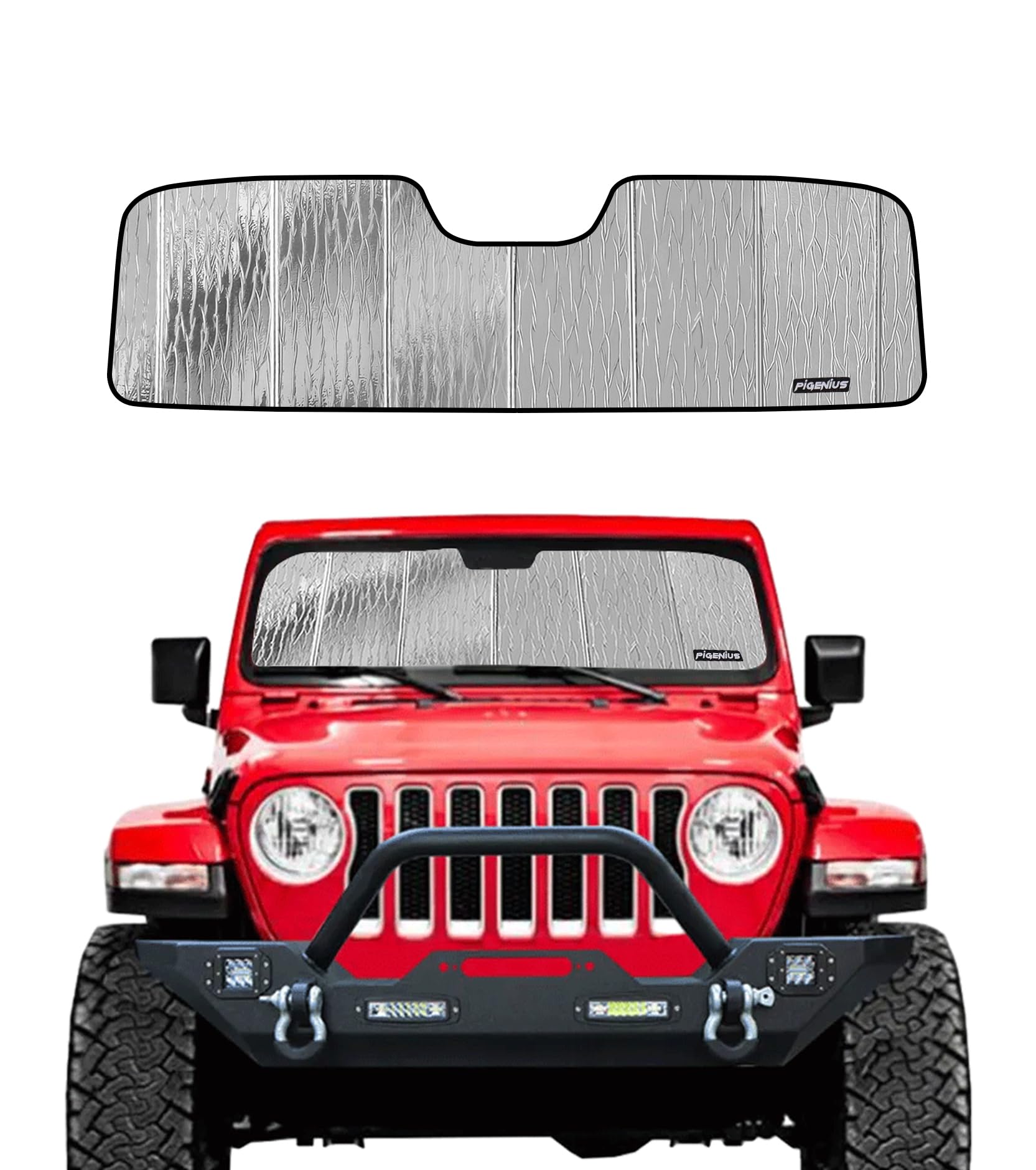 Photo 1 of (USED/FAIR) Pigenius Windshield Sun Shade for Jeep Wrangler JL 2018-2025, Gladiator 2020-2025 Front Window Sunshade - AstraGuard