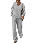 PRETTYGARDEN Casual Winter Two Piece Sets for Women 2026 V Neck Sweatshirt Loose Wide Leg Pants Tracksuit Knit Fall Outfits