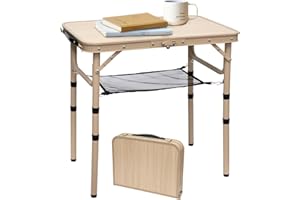 Byliable Small Folding Table 2FT Camping Table 3 Adjustable Height Lightweight Portable Aluminum Mini Foldable for Picnic Beach Indoor Outdoor, Yellow