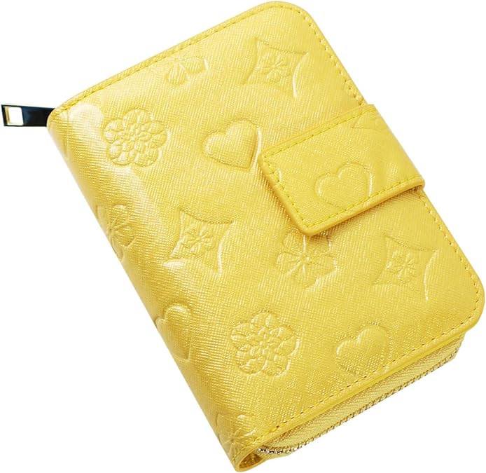 Amazon 年モデル 二つ折り 財布 レディース 大容量 ミニ ブランド 財布 使いやすい 小銭入れ カード14枚収納 レゼントbox 付き １年間有効保証書 Yellow Kstarplus 小銭入れ