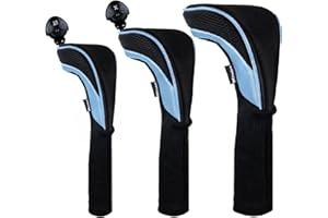 Andux 3pcs/Set Neoprene Golf Wood Club Head Covers 460cc Driver Fairway Woods Covers Long Neck