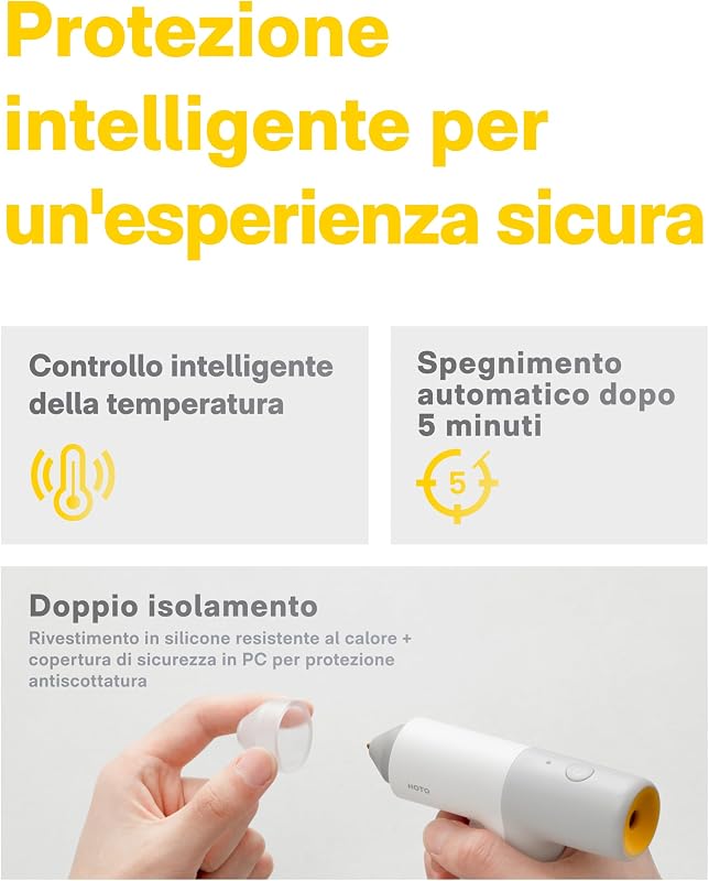 Pistola Colla a Caldo Senza Fili Mini,10 Stick di Colla, Ricarica
