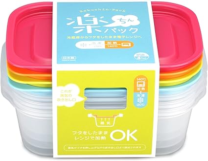 Amazon Co Jp イノマタ化学 電子レンジ容器 楽ちんパック 蓋をしたままレンジ可能 角型 850ml 4個セット カラフル 9803 ホーム キッチン