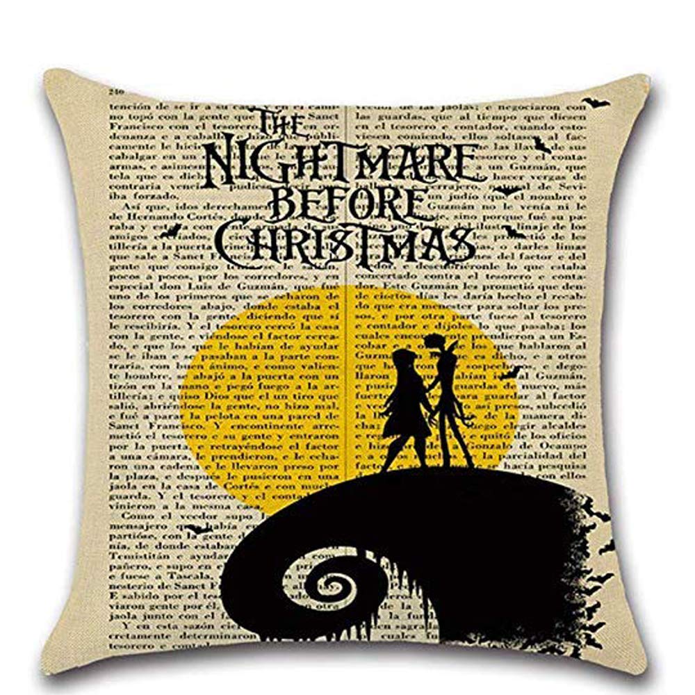 LoveHome Decor 4 Pack Halloween Decoration Series Throw Pillow Covers,Vintage Newspaper The Witcher Skull Pillow Case Cushion for Halloween Thanksgiving Christmas Autumn,Cotton Linen,18 x 18 inch